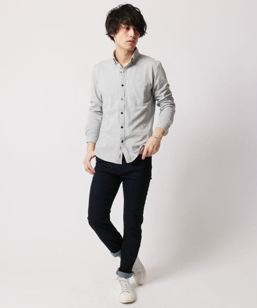 休閒 THE CASUAL 買家選擇 吸濕 速乾 鹿子 長袖 襯衫 4ーLL 白色-1