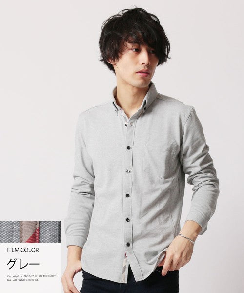 休閒 THE CASUAL 買家選擇 吸濕 速乾 鹿子 長袖 襯衫 4ーLL 白色-1