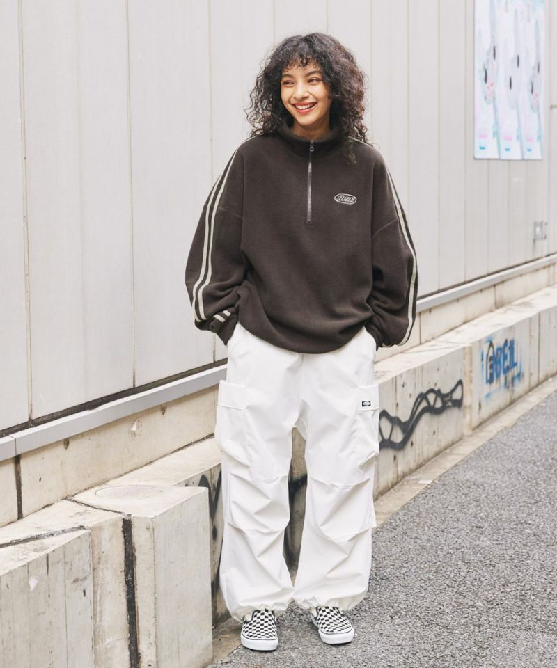 休閒 THE CASUAL 超大碼 半拉鍊 毛絨 套頭衫 配色 撞球標誌 單點刺繡 側邊線 梯克服