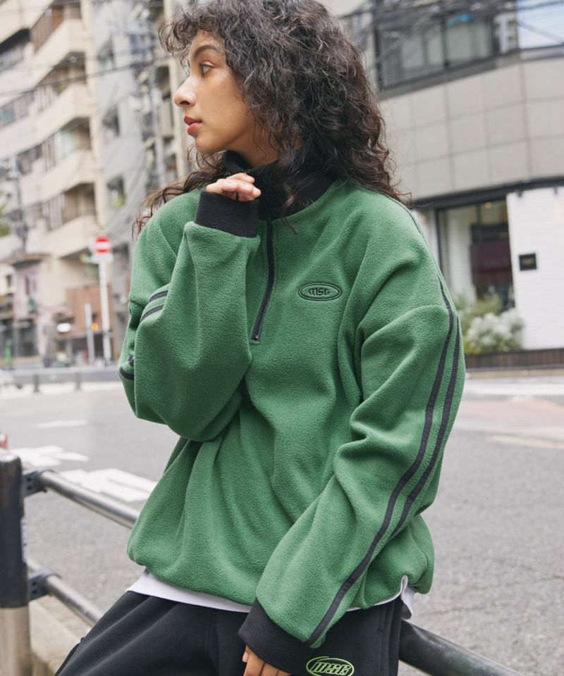 休閒 THE CASUAL 超大碼 半拉鍊 毛絨 套頭衫 配色 撞球標誌 單點刺繡 側邊線 梯克服