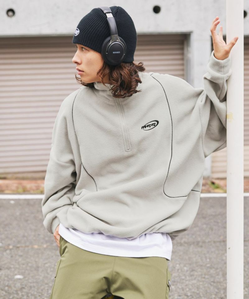 休閒 THE CASUAL 超大碼 半拉鍊 毛絨 套頭衫 配色 撞球標誌 單點刺繡 側邊線 梯克服