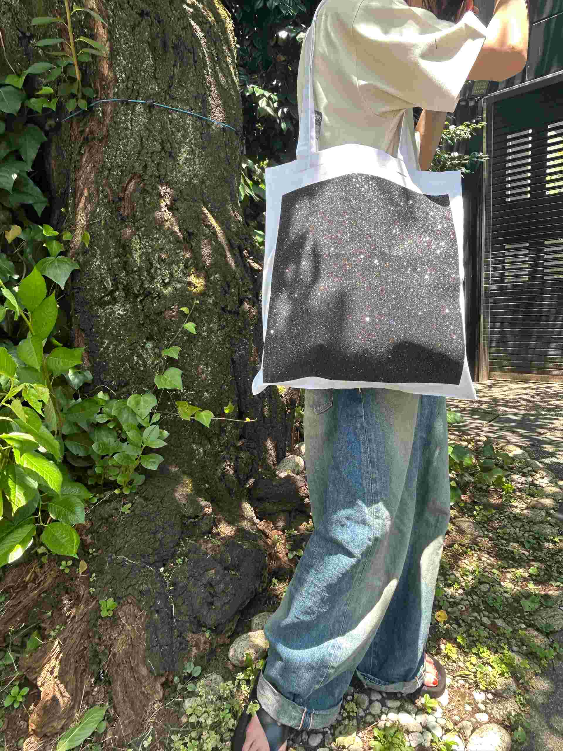 スタースタイリング STARSTYLING 01-E-G BIG SQUARE TOTE BAG-WHITE （WHITE-GLITTER-BLACK） WHITE-GLITTER-BLACK