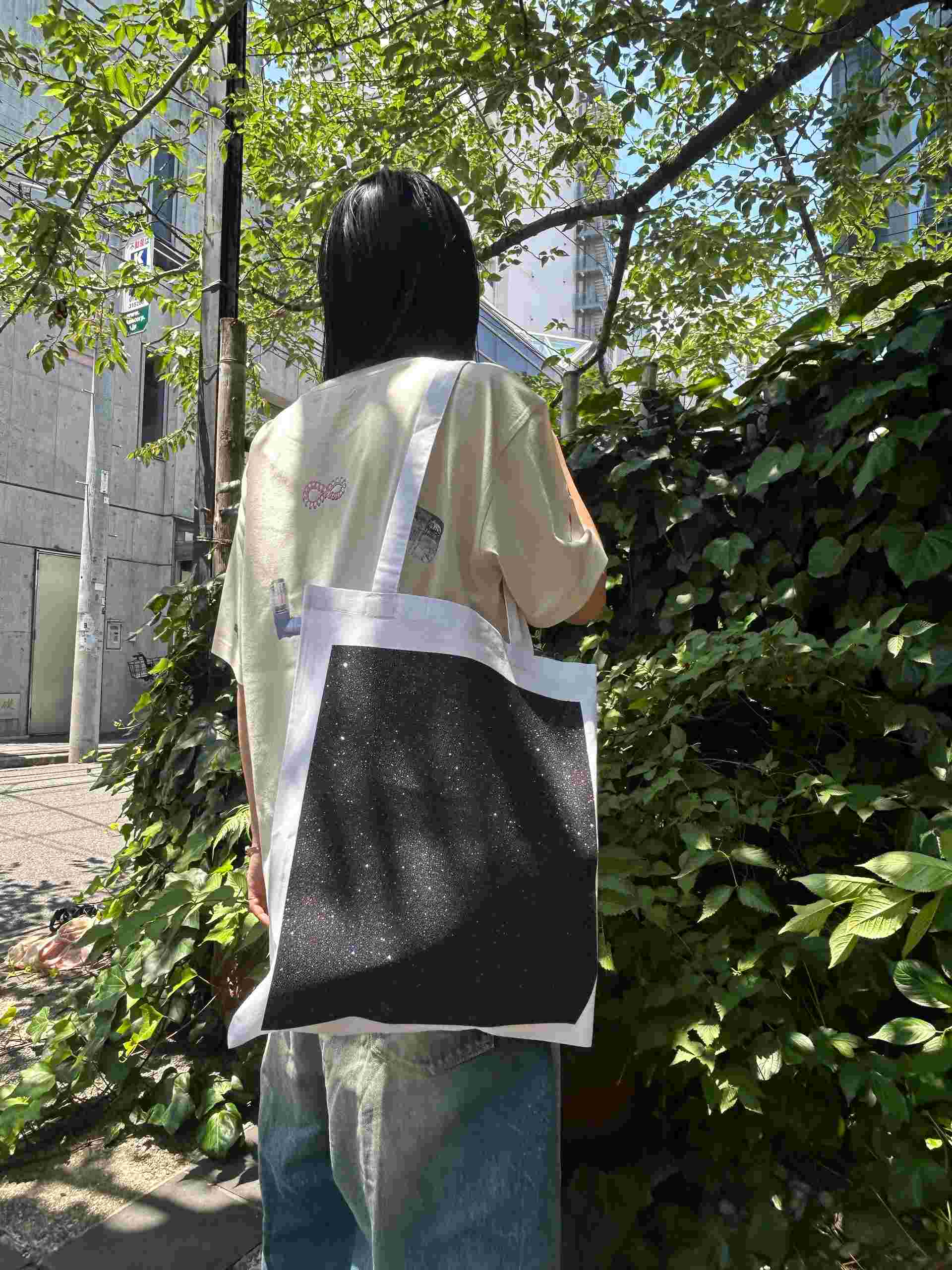 スタースタイリング STARSTYLING 01-E-G BIG SQUARE TOTE BAG-WHITE （WHITE-GLITTER-BLACK） WHITE-GLITTER-BLACK