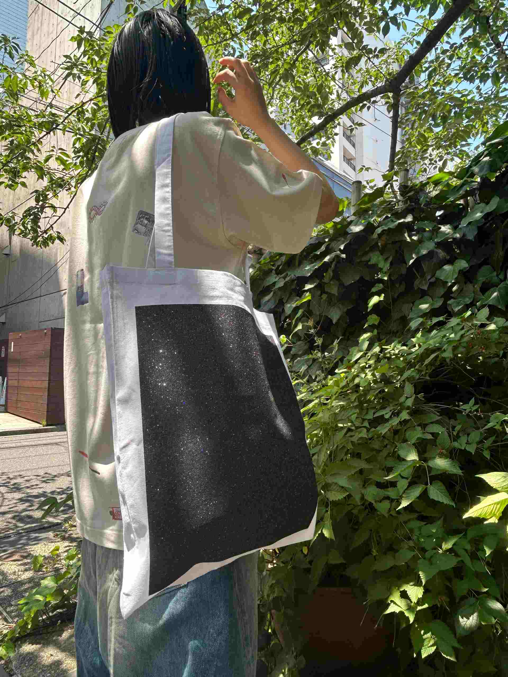 スタースタイリング STARSTYLING 01-E-G BIG SQUARE TOTE BAG-WHITE （WHITE-GLITTER-BLACK） WHITE-GLITTER-BLACK