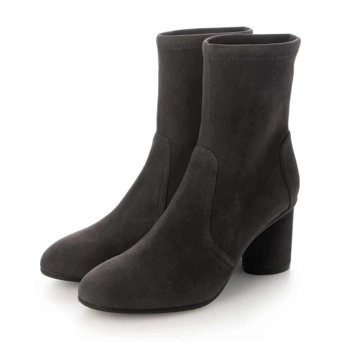 スチュアート ワイツマン STUART WEITZMAN ラウンドトゥスエードミッドヒールブーツ,ブラック