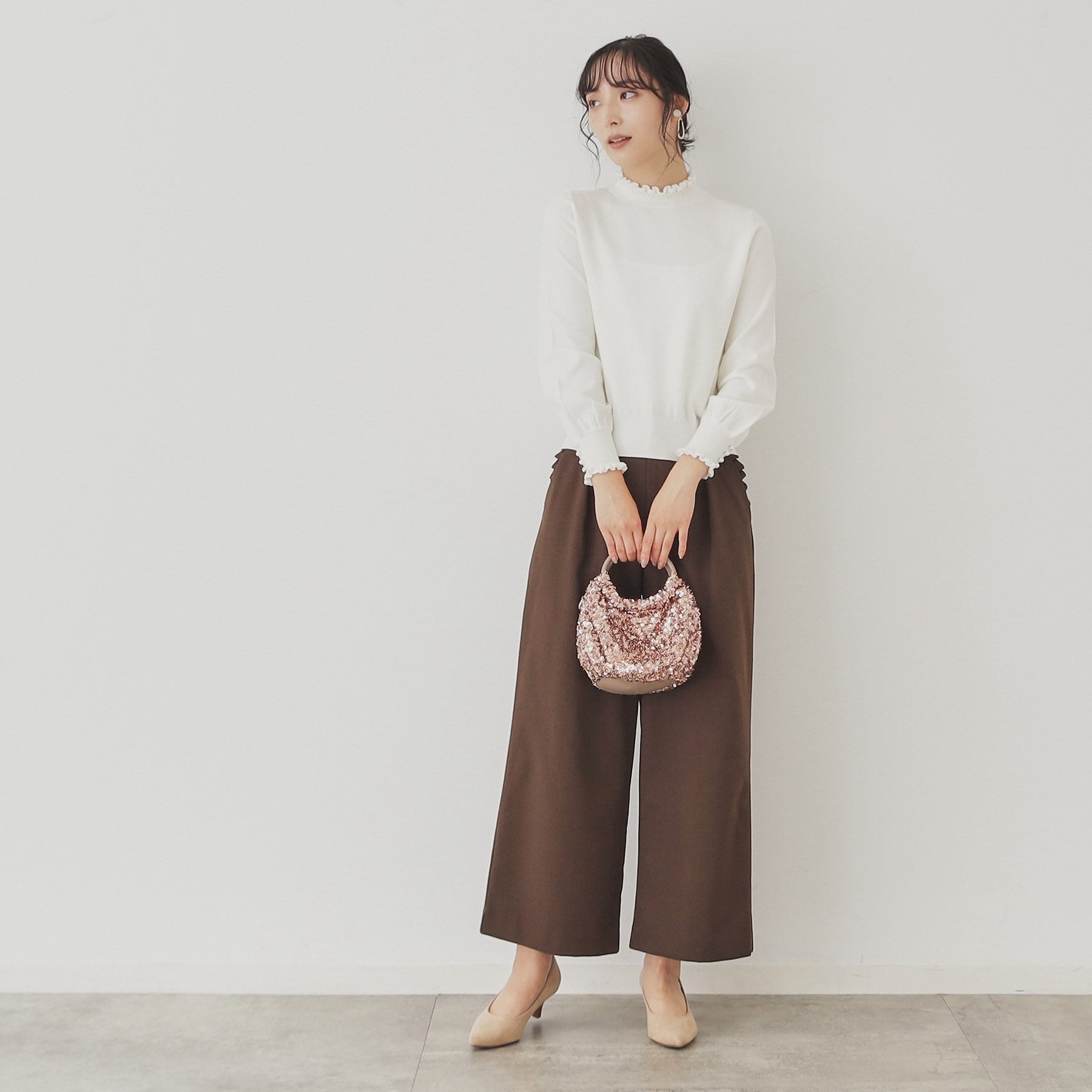 SunaUna 【SS to L size range / 6 color options】 Pearl-like petite craft knit