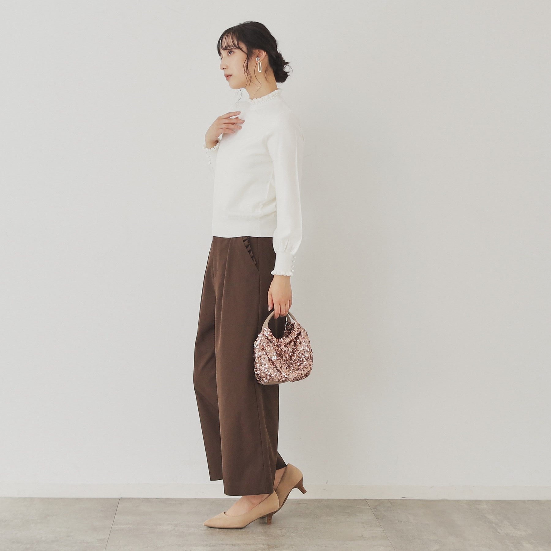 SunaUna 【SS to L size range / 6 color options】 Pearl-like petite craft knit