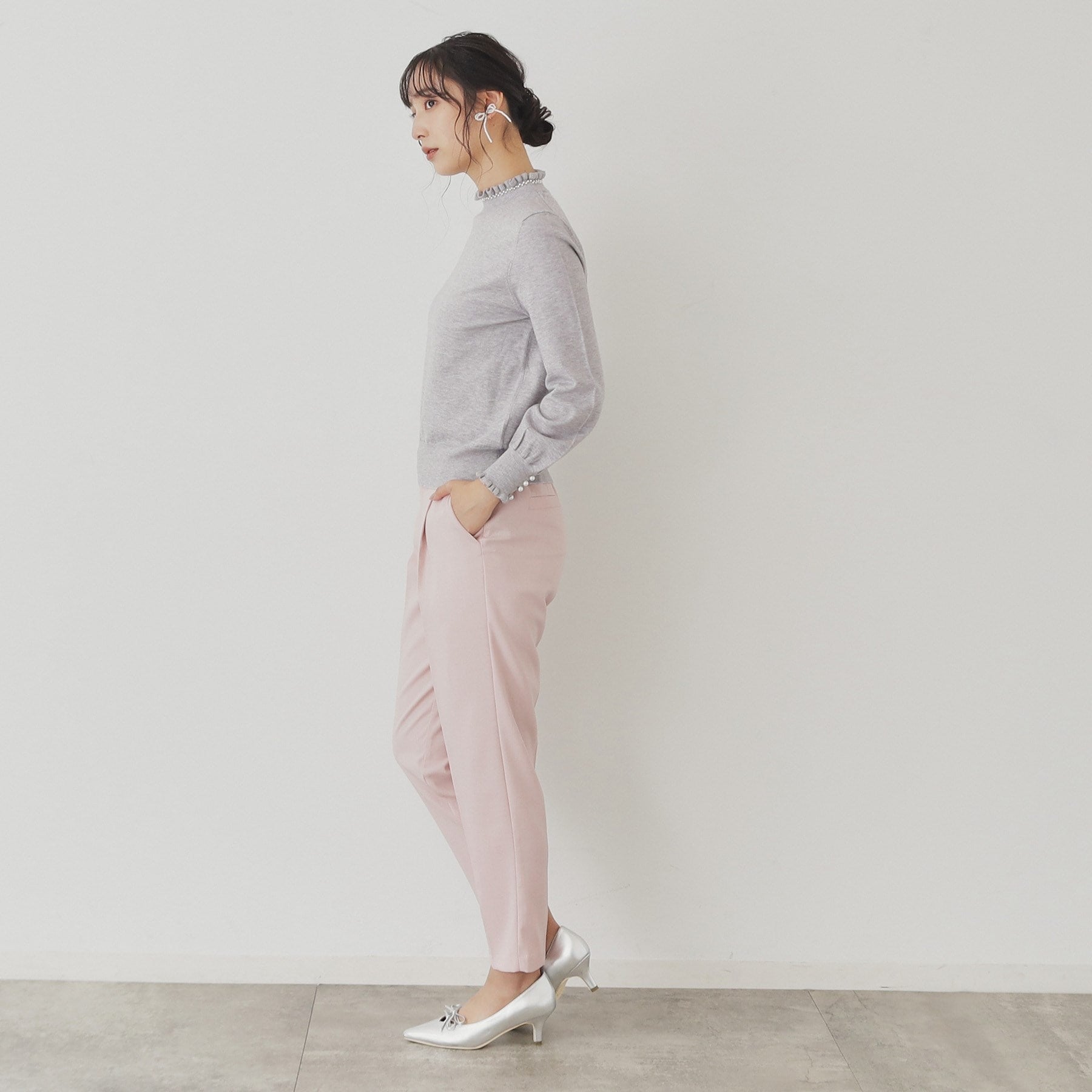 SunaUna 【SS to L size range / 6 color options】 Pearl-like petite craft knit