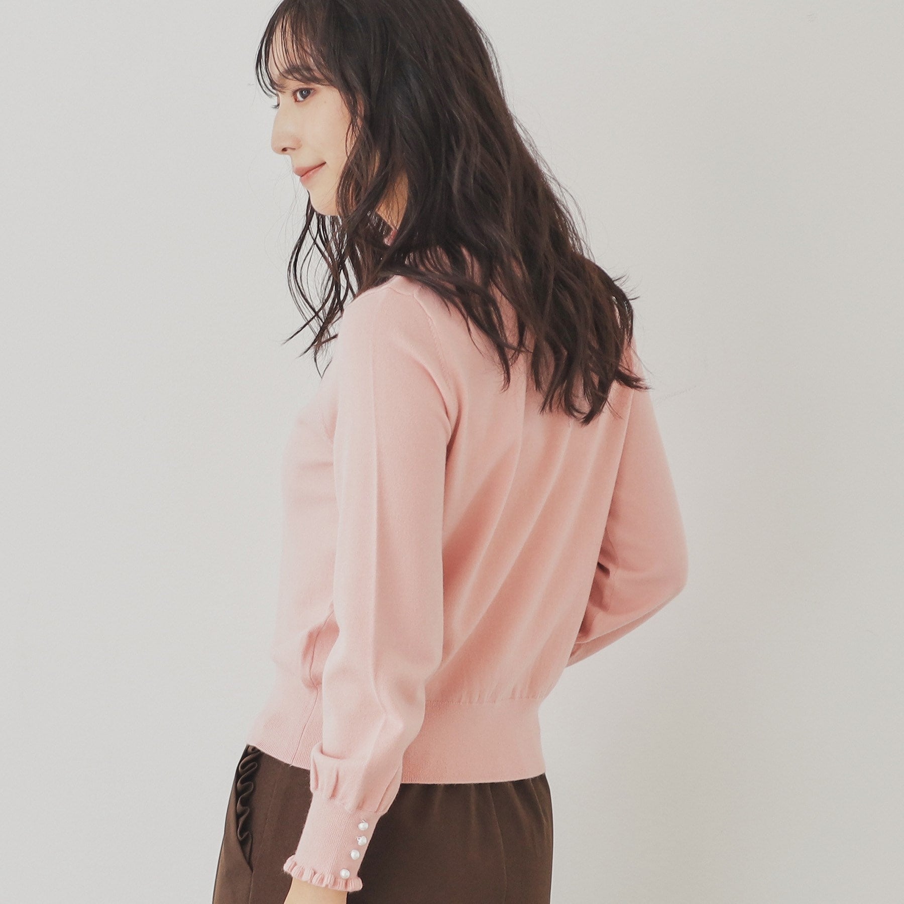 SunaUna 【SS to L size range / 6 color options】 Pearl-like petite craft knit