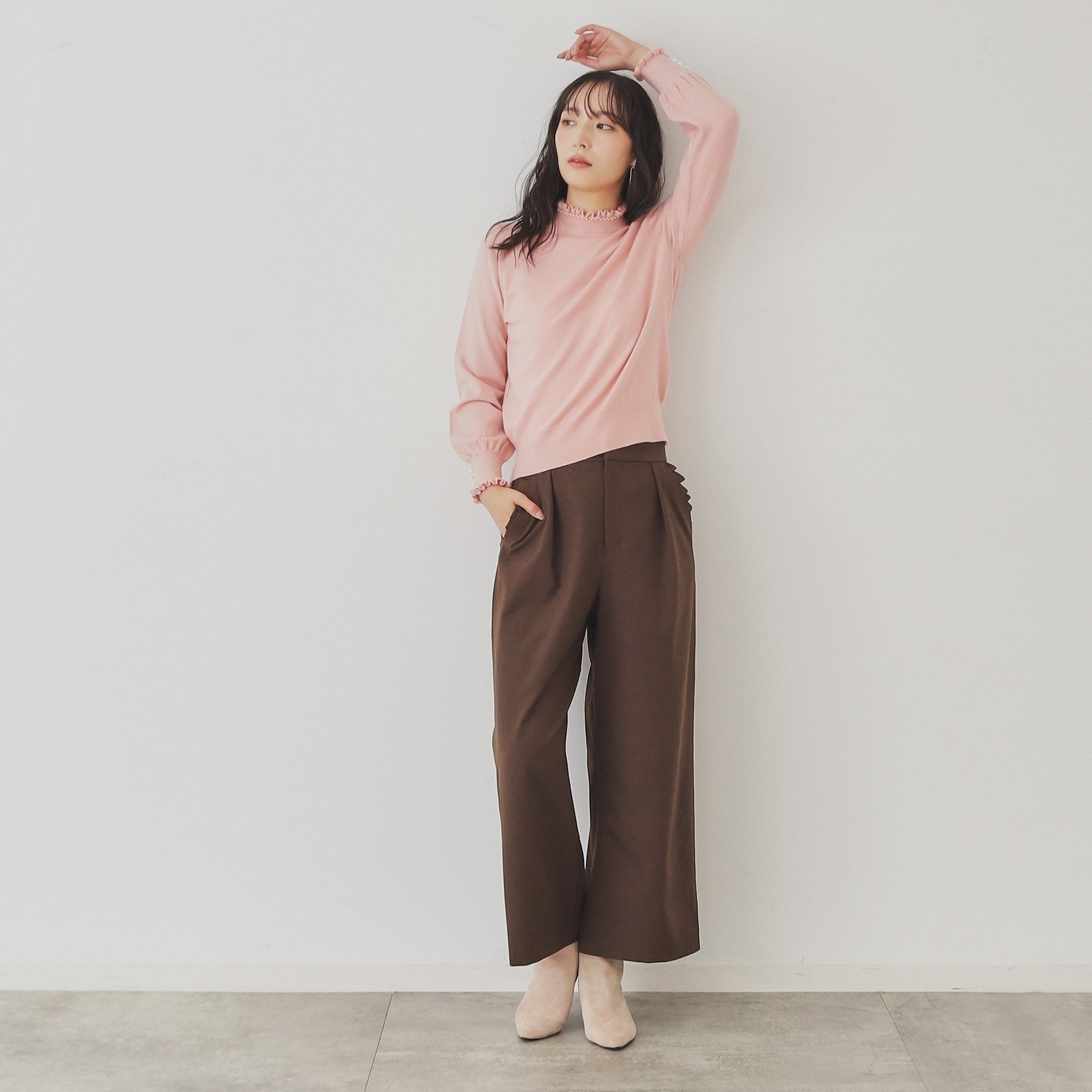SunaUna 【SS to L size range / 6 color options】 Pearl-like petite craft knit