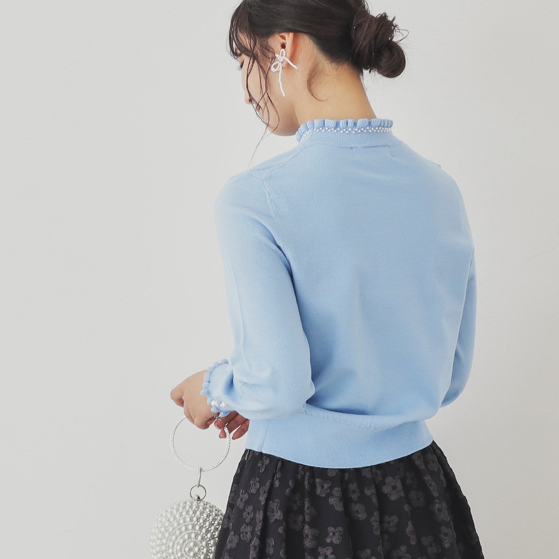 SunaUna 【SS to L size range / 6 color options】 Pearl-like petite craft knit