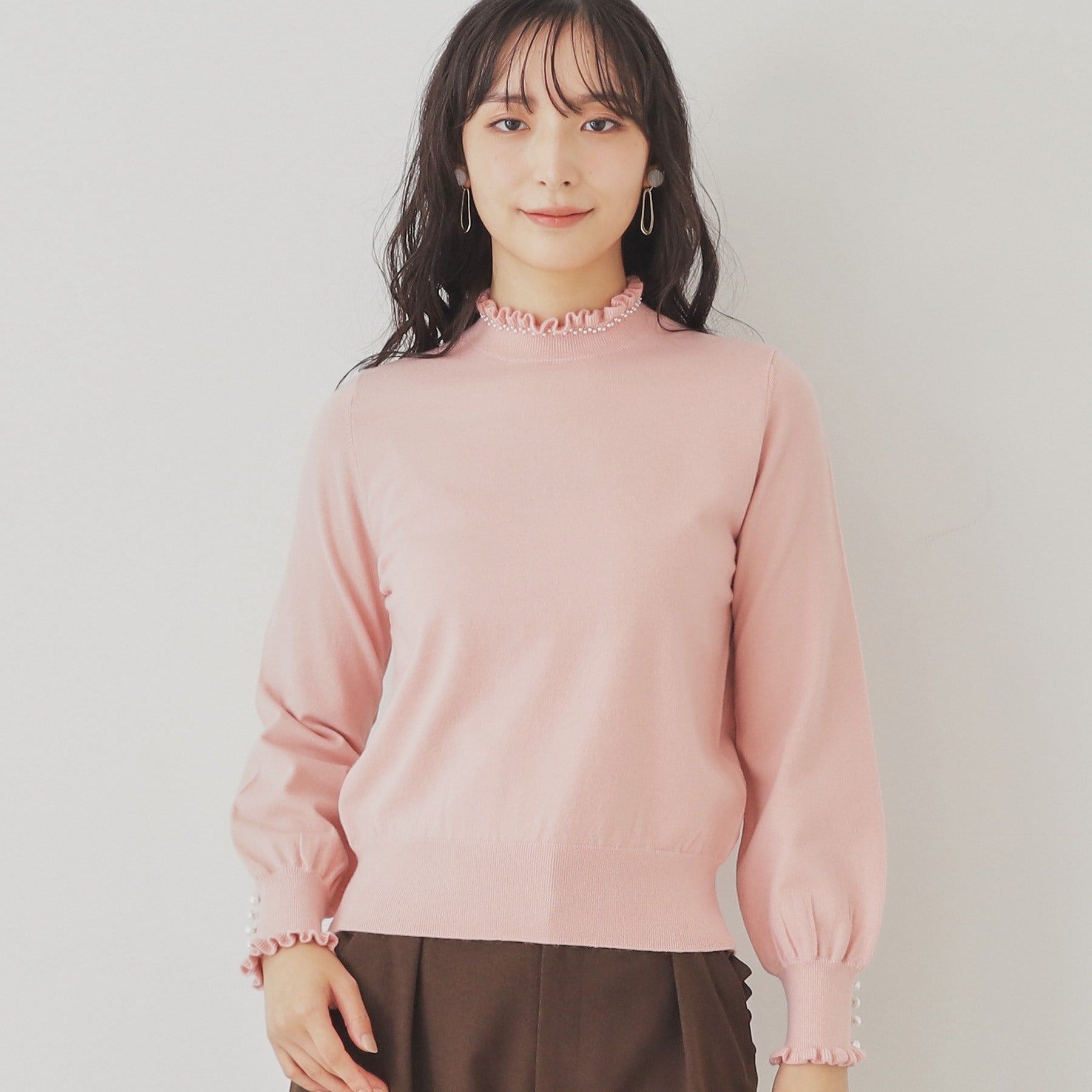 SunaUna 【SS to L size range / 6 color options】 Pearl-like petite craft knit