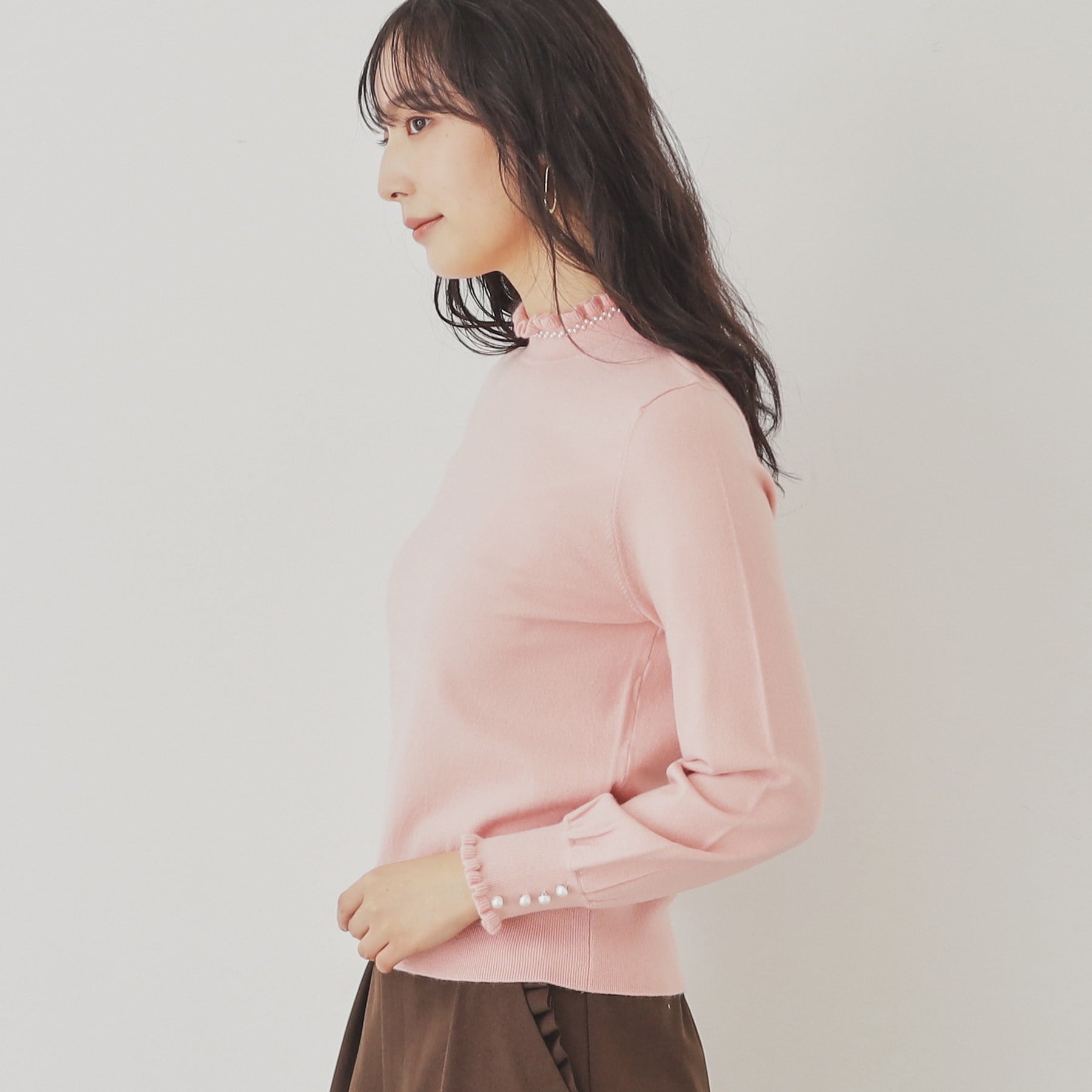 SunaUna 【SS to L size range / 6 color options】 Pearl-like petite craft knit