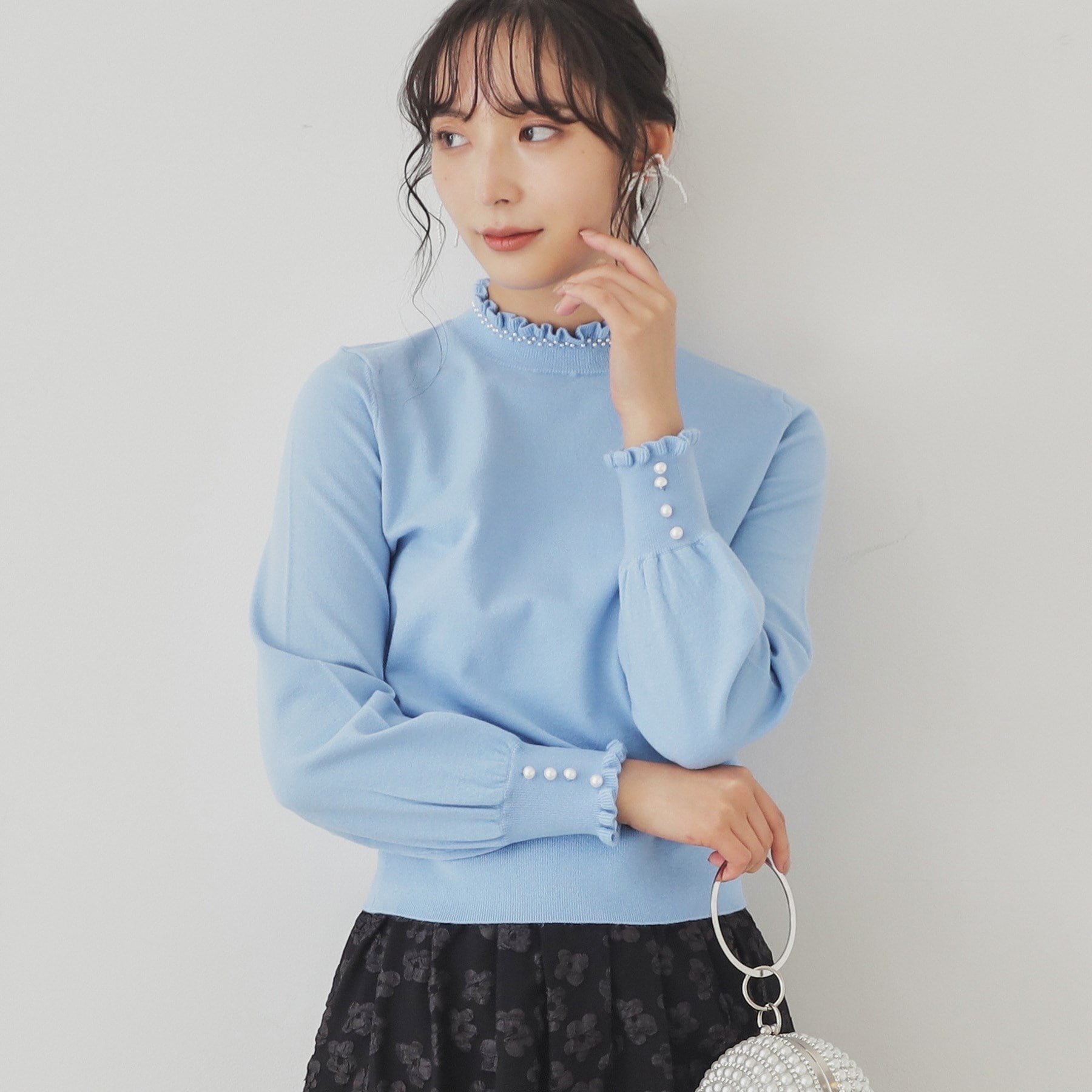 SunaUna 【SS to L size range / 6 color options】 Pearl-like petite craft knit