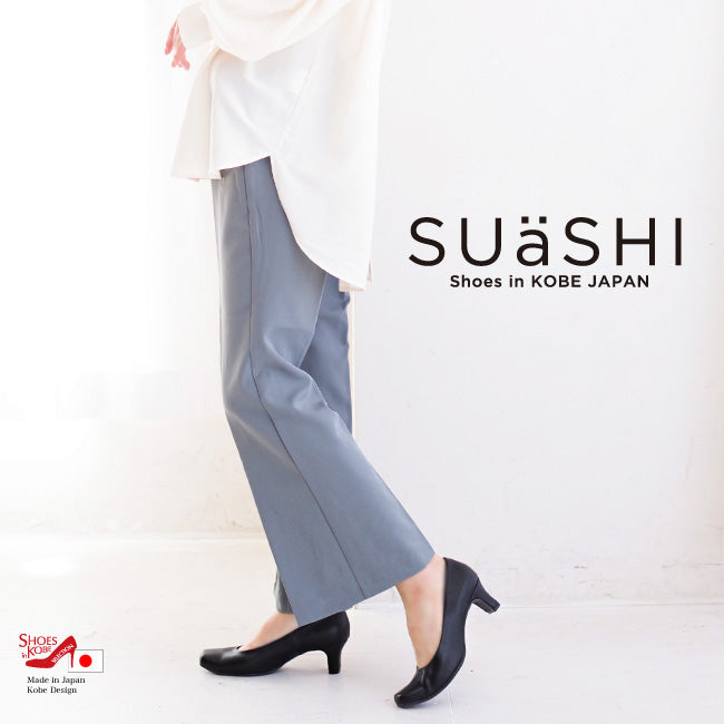 SUaSHI SUaSHI 赤腳方形商務高跟鞋 日本製造 全記憶海綿坐墊 無痛寬幅 Suashi 防水 防雨儀式