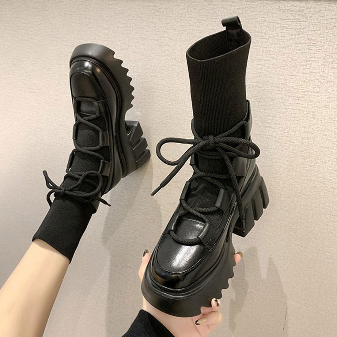 シュベック SVEC 厚底スニーカーブーツ
