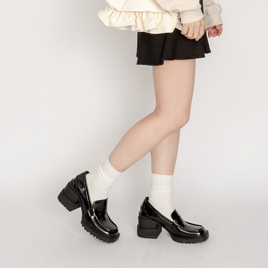 シュベック SVEC ブロックヒール ペニーローファー パンプス