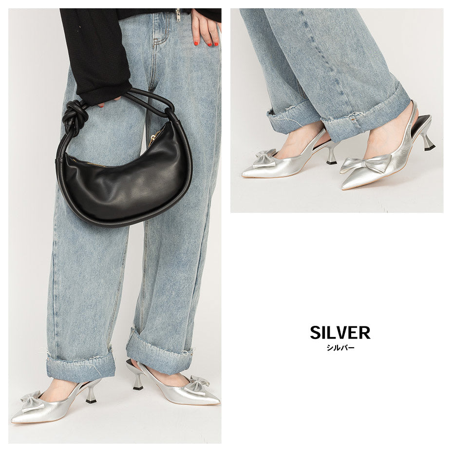 シュベック SVEC ポインテッドトゥビックリボンパンプス