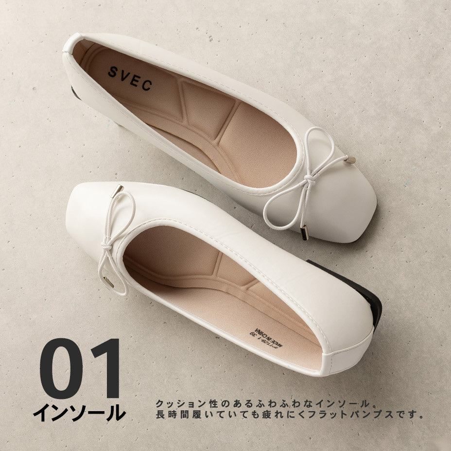 シュベック SVEC スクエアヒールバレエパンプス
