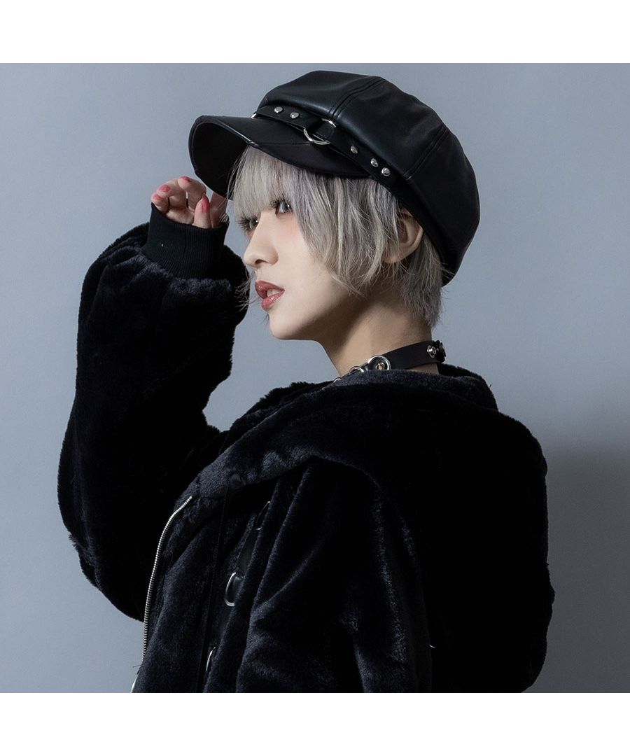 シュベック SVEC キャスケット レディース メンズ ユニセックス 帽子 かわいい ハーネスリング ゴシック パンク ロック V系 ファッション ライブ 舞台 衣装 コスプレ （ブラック） ブラック