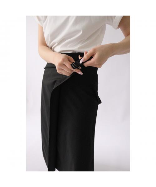 アクータ ACUTA ACUTA ラップスカート 10091747 ストレッチ ロングスカート （01/BLACK/ブラック） 01/BLACK/ブラック