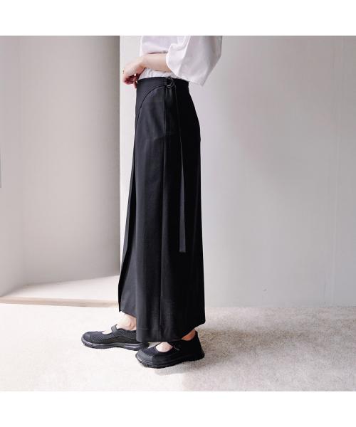アクータ ACUTA ACUTA ラップスカート 10091747 ストレッチ ロングスカート （01/BLACK/ブラック） 01/BLACK/ブラック
