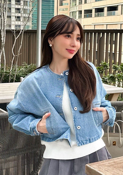 LD Collarless denim jacket