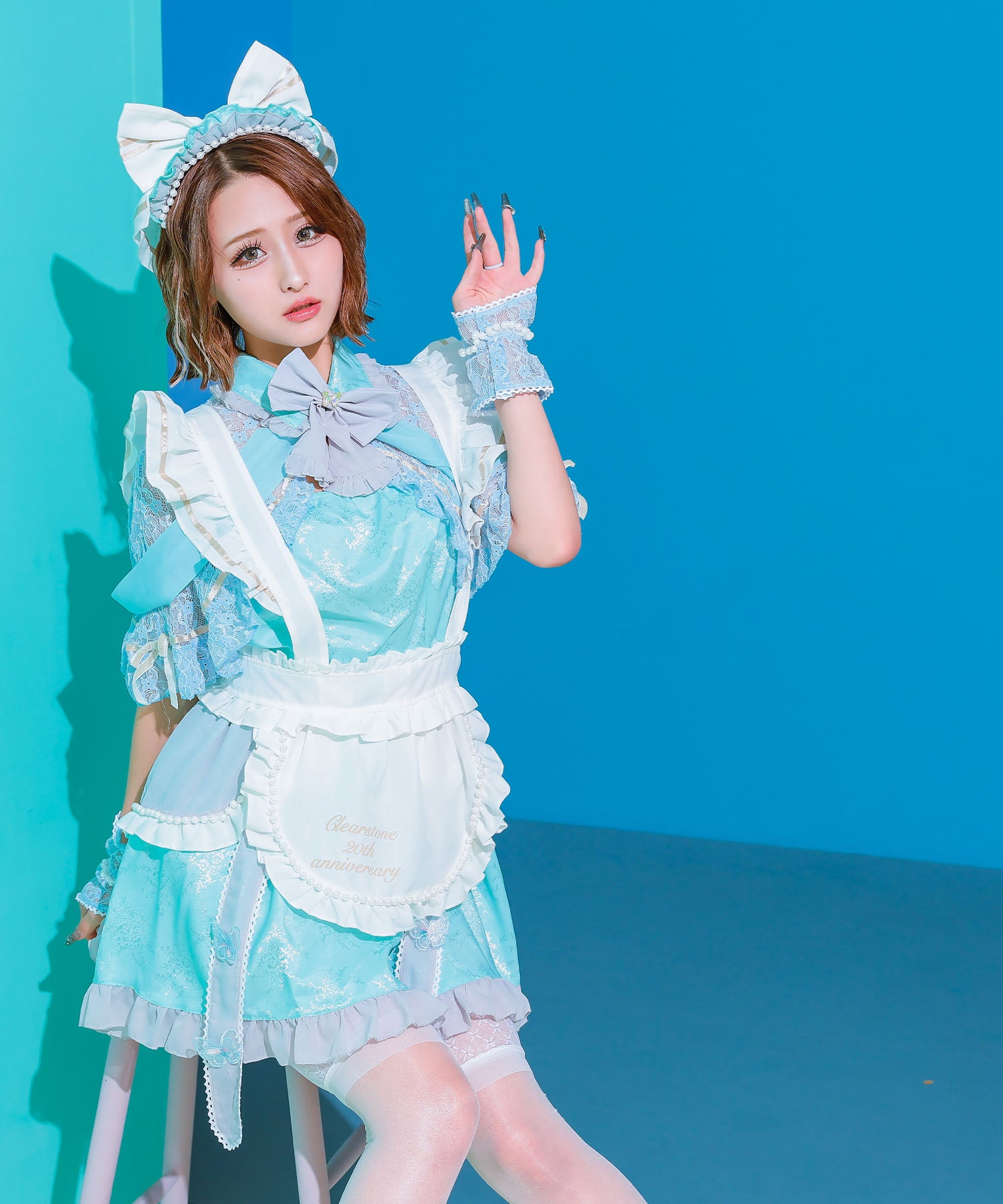 Tika Halloween Lovely Frilly Ribbon Flare Skirt Body Covering Girly Maid [6点セット] 【Non-returnable item】