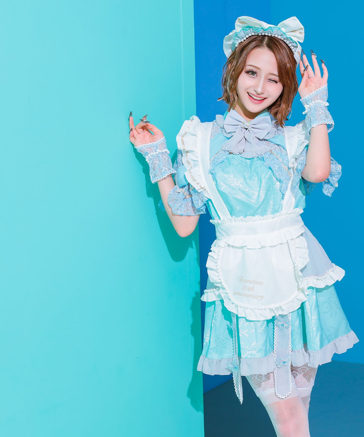 Tika Halloween Lovely Frilly Ribbon Flare Skirt Body Covering Girly Maid [6点セット] 【Non-returnable item】
