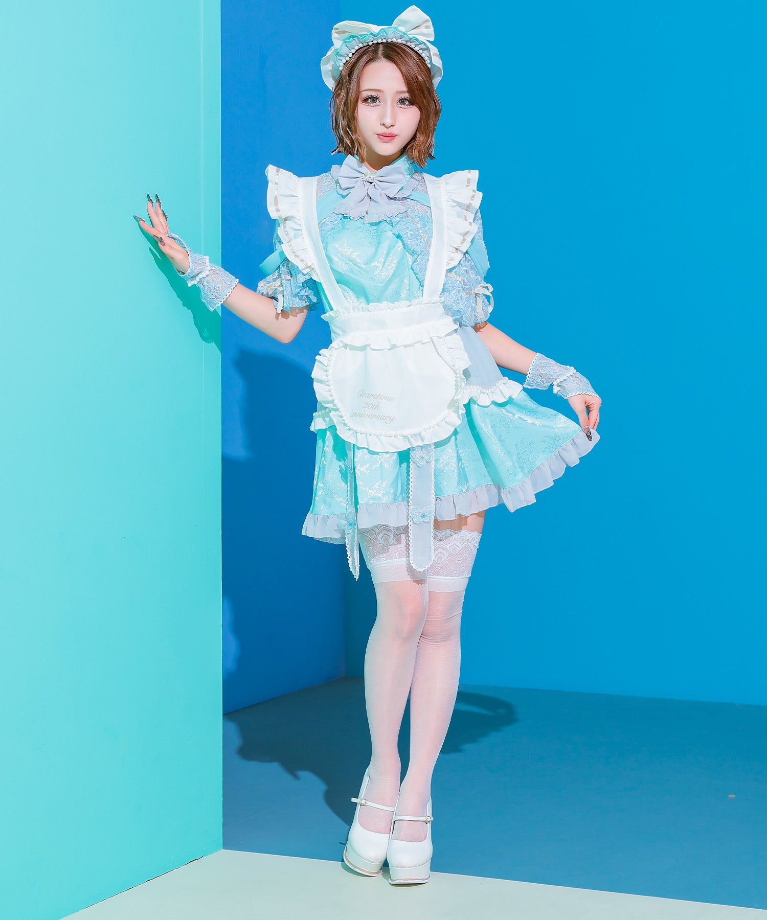 Tika Halloween Lovely Frilly Ribbon Flare Skirt Body Covering Girly Maid [6点セット] 【Non-returnable item】