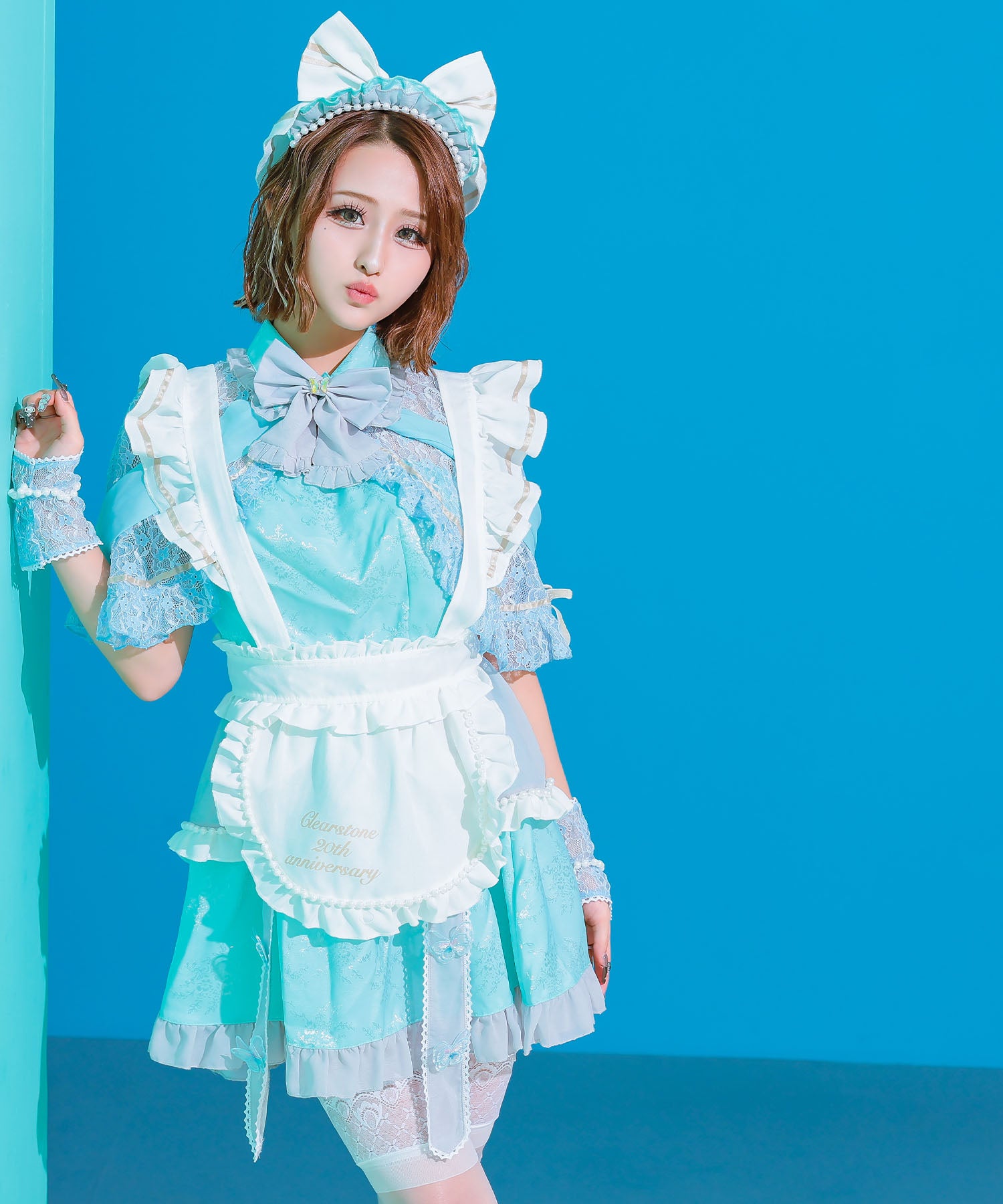 Tika Halloween Lovely Frilly Ribbon Flare Skirt Body Covering Girly Maid [6点セット] 【Non-returnable item】