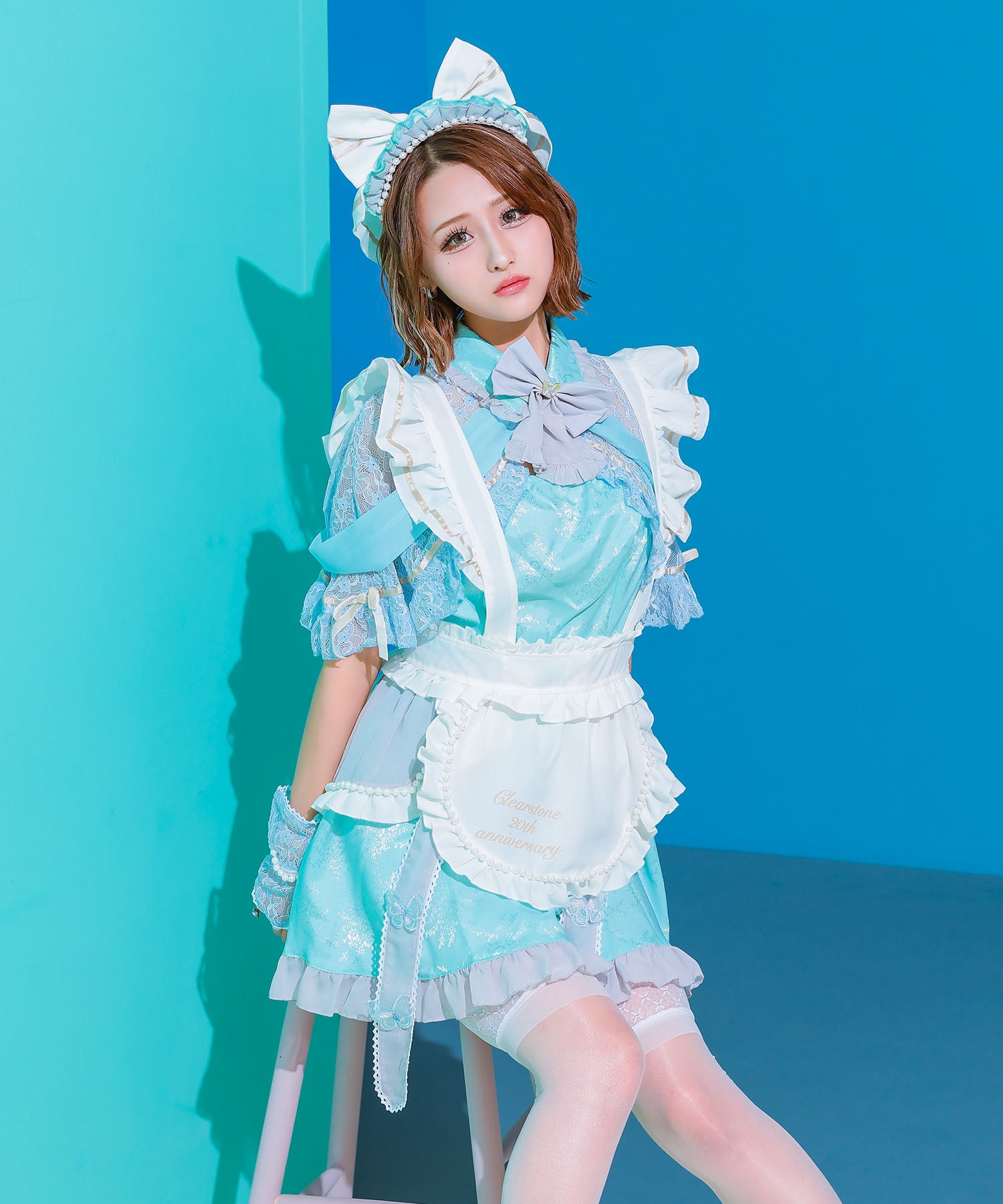 Tika Halloween Lovely Frilly Ribbon Flare Skirt Body Covering Girly Maid [6点セット] 【Non-returnable item】