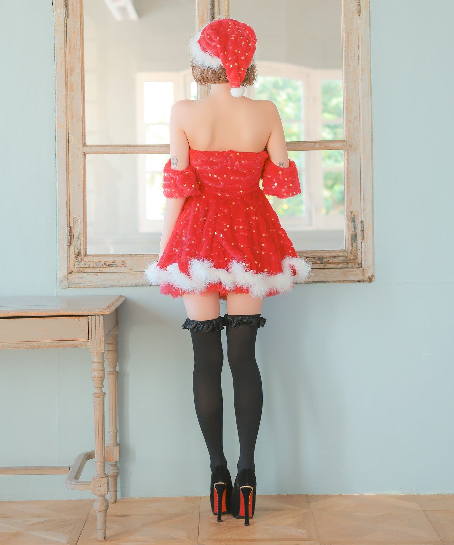 ティカ Tika サンタコス 3点set ベアもこもこスパンコールフレア王道サンタツインコスプレ【返品不可商品】