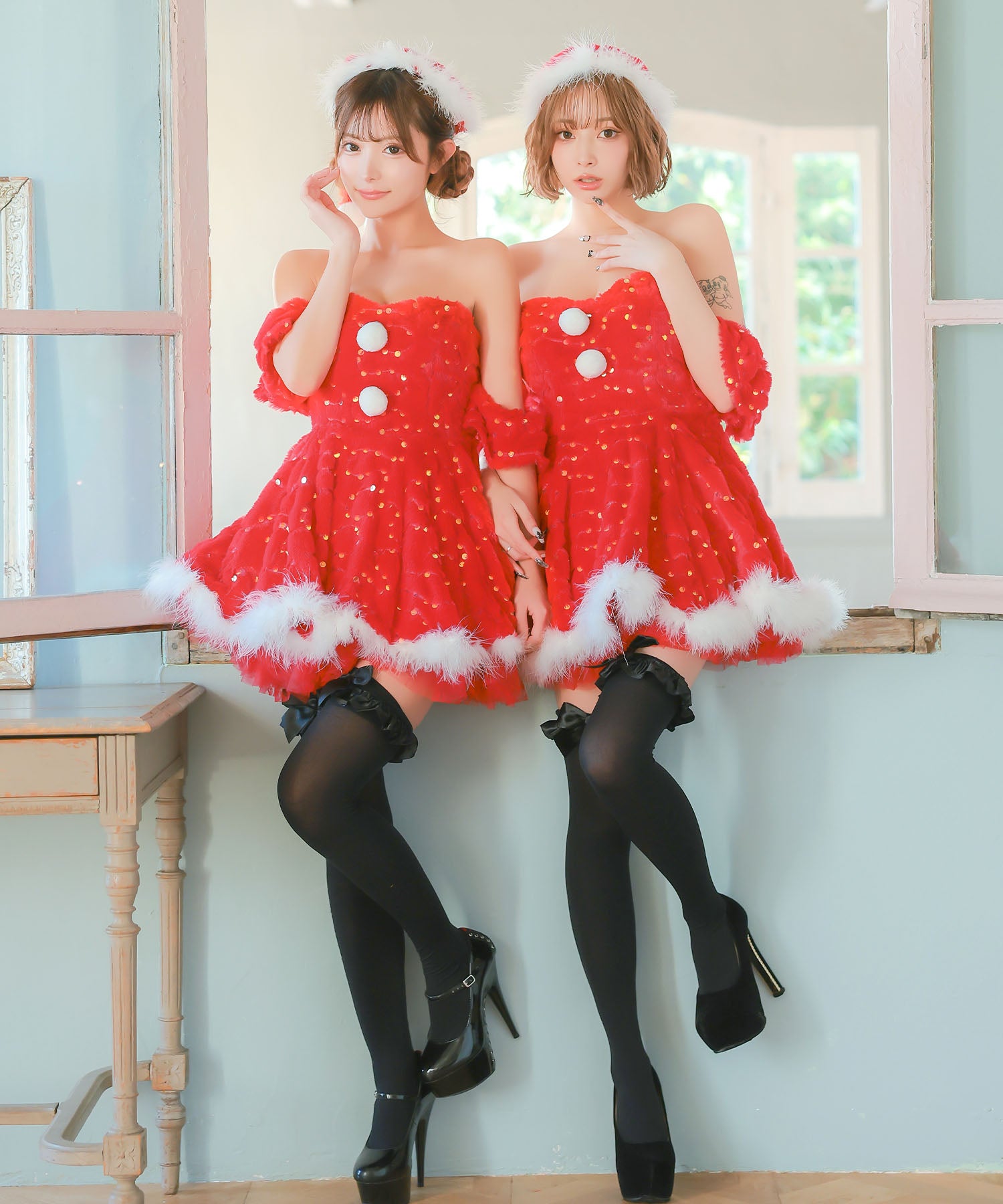 ティカ Tika サンタコス 3点set ベアもこもこスパンコールフレア王道サンタツインコスプレ【返品不可商品】