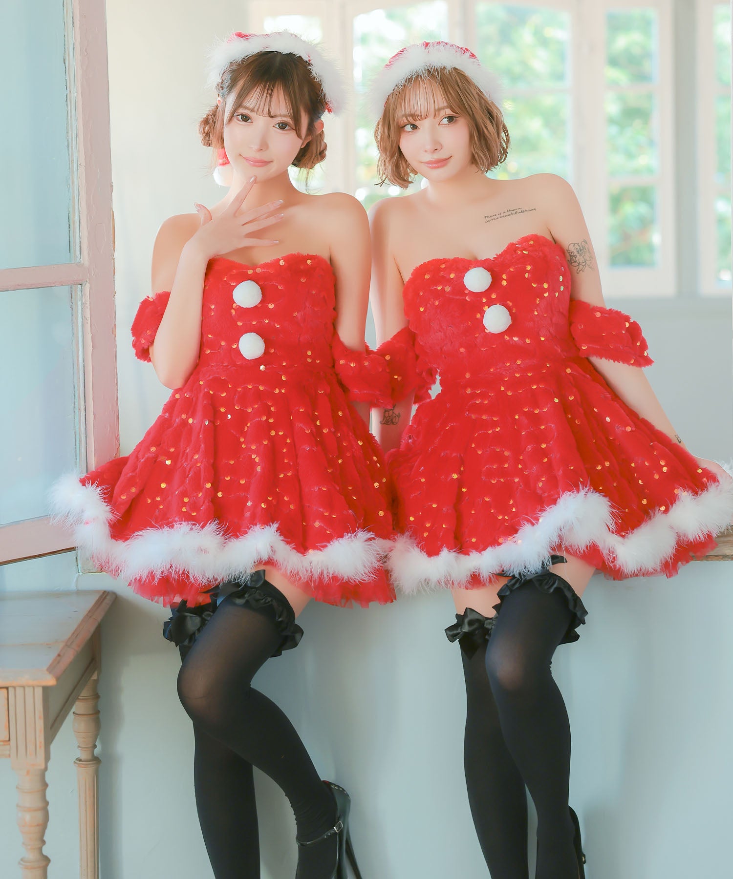 ティカ Tika サンタコス 3点set ベアもこもこスパンコールフレア王道サンタツインコスプレ【返品不可商品】