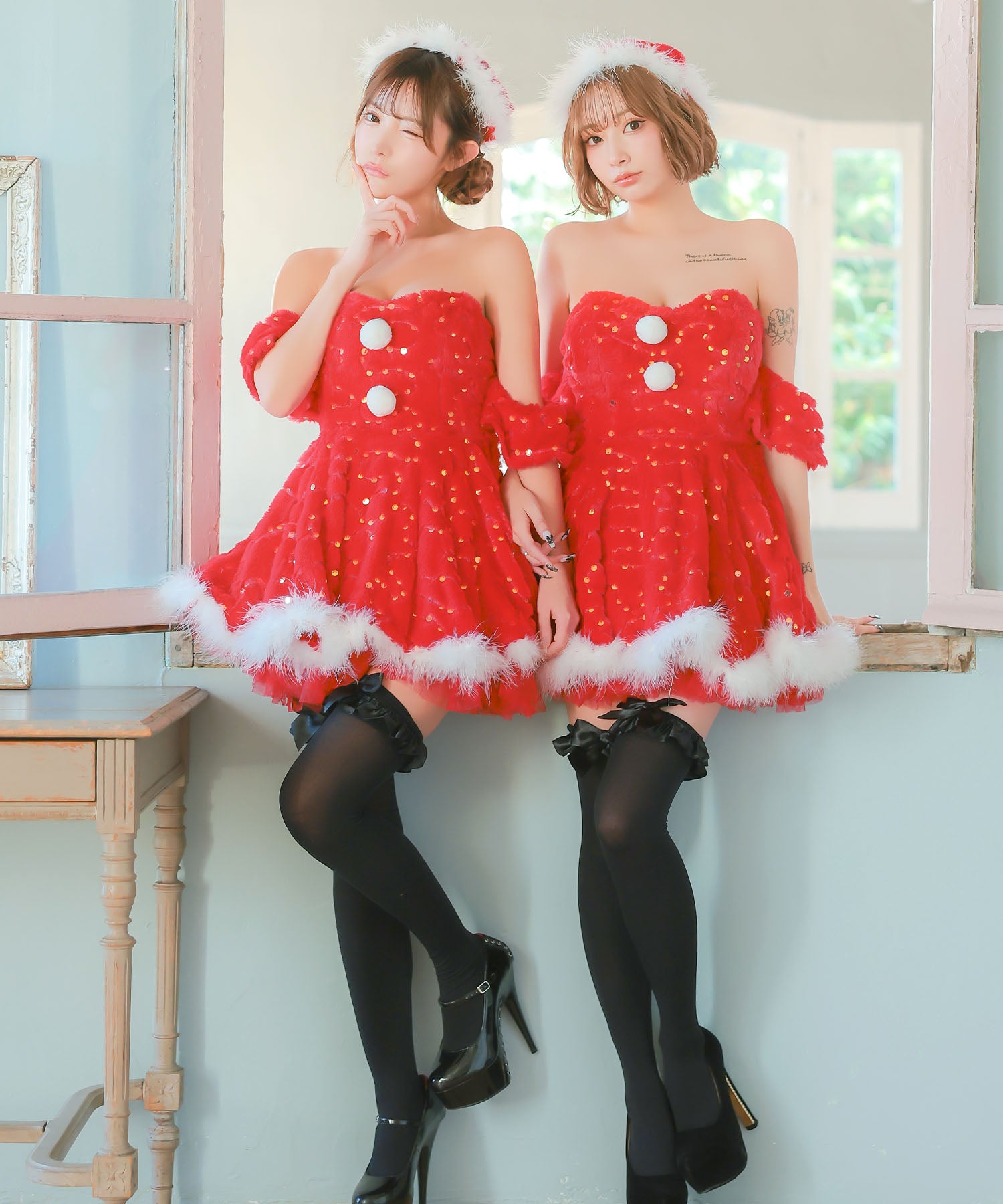 ティカ Tika サンタコス 3点set ベアもこもこスパンコールフレア王道サンタツインコスプレ【返品不可商品】