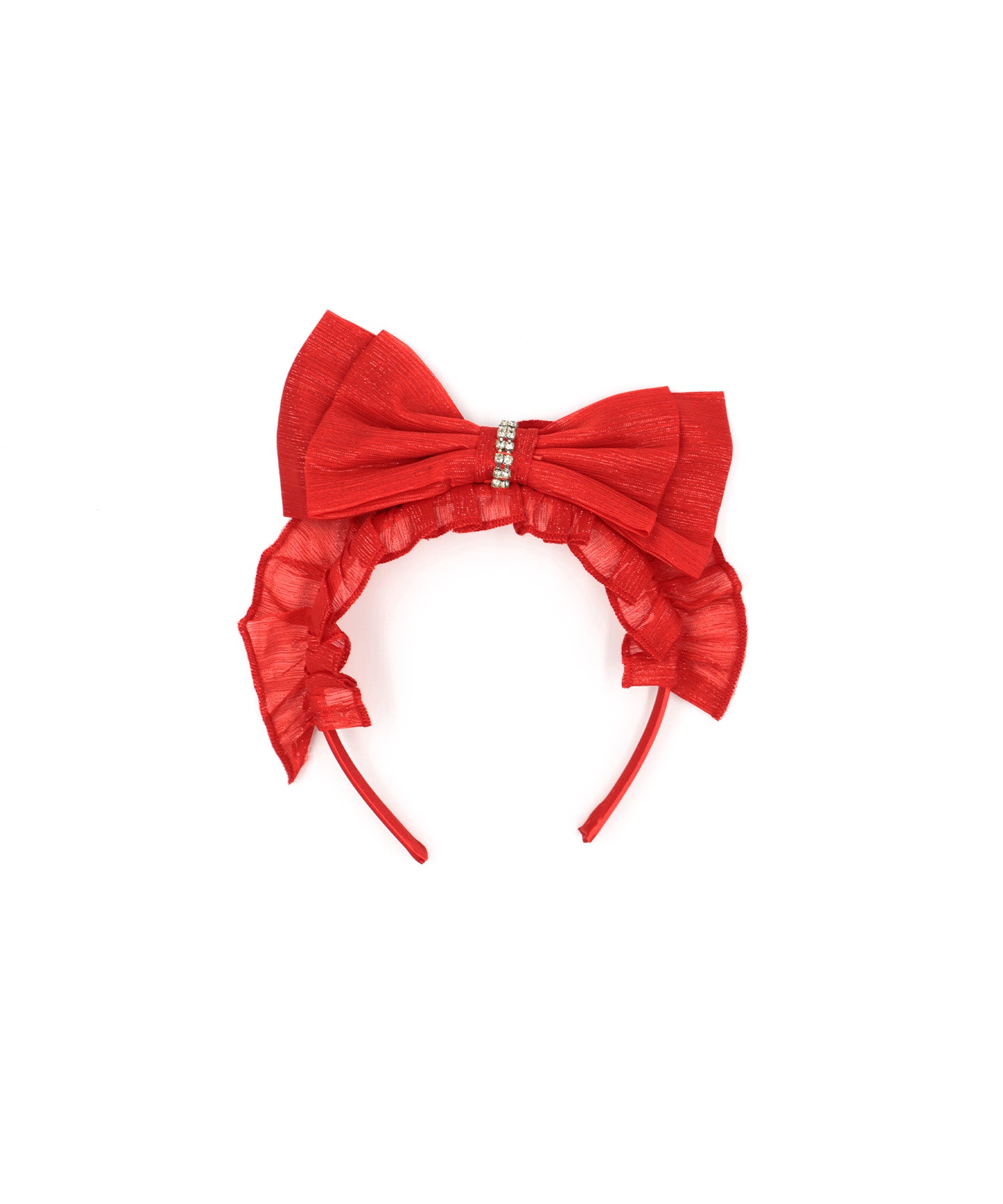 Tika Santa Cos 3-piece set Frill shoulder bust lace-up design tweed glitter separate flare skirt Santa cosplay dress 【Non-returnable item】