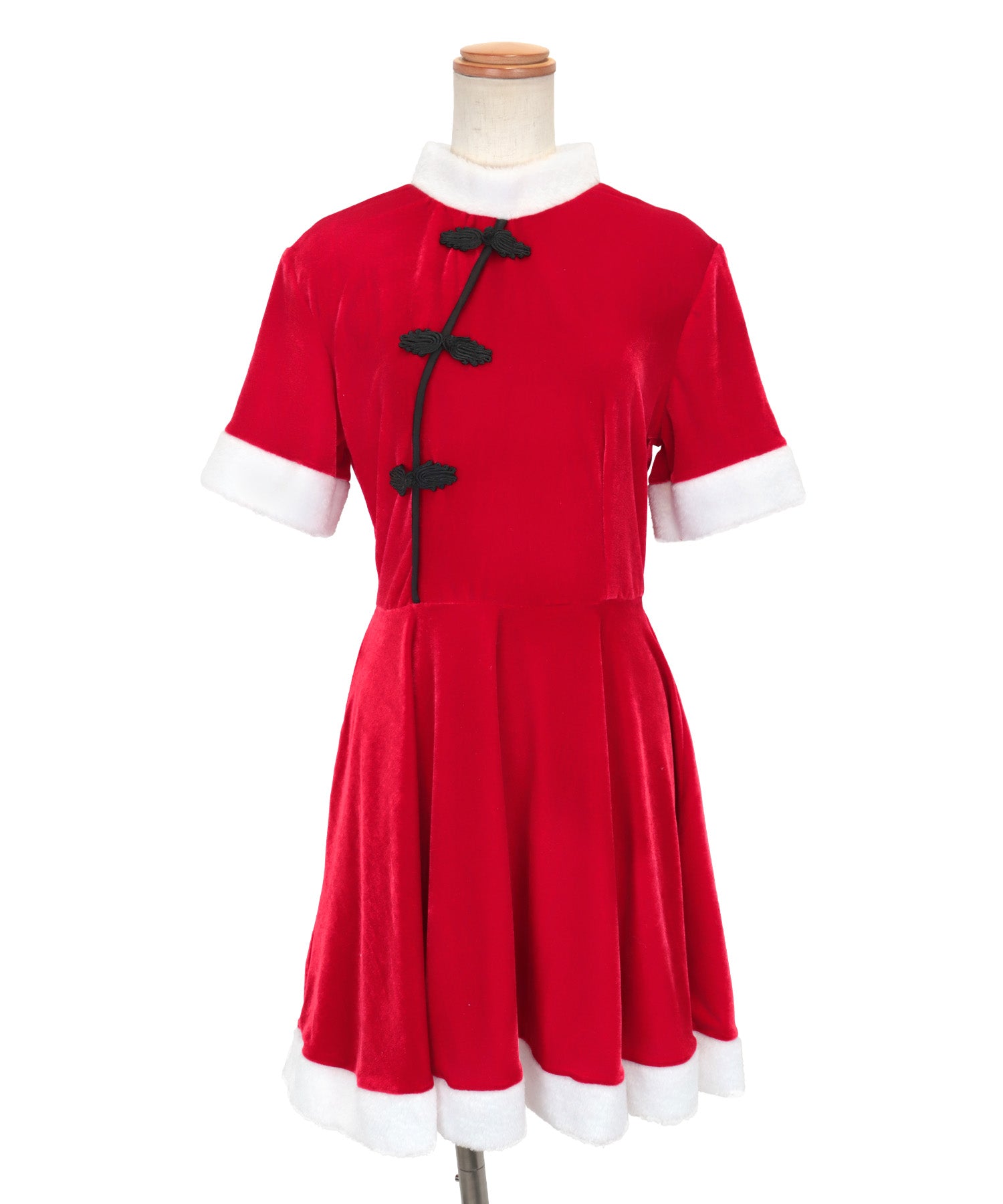 Tika Santa Cos 2-piece set China design flare skirt girly Santa twin cosplay [ワンピース＋ポンポン]