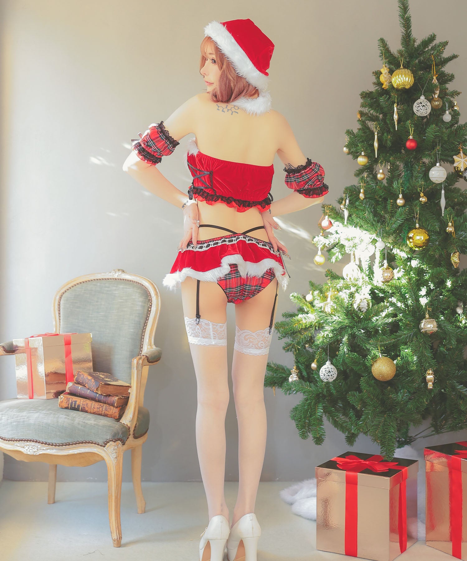 ティカ Tika サンタコス 5点set オフショル谷間ハートカットフレアスカートランジェリーサンタコスプレ【返品不可商品】