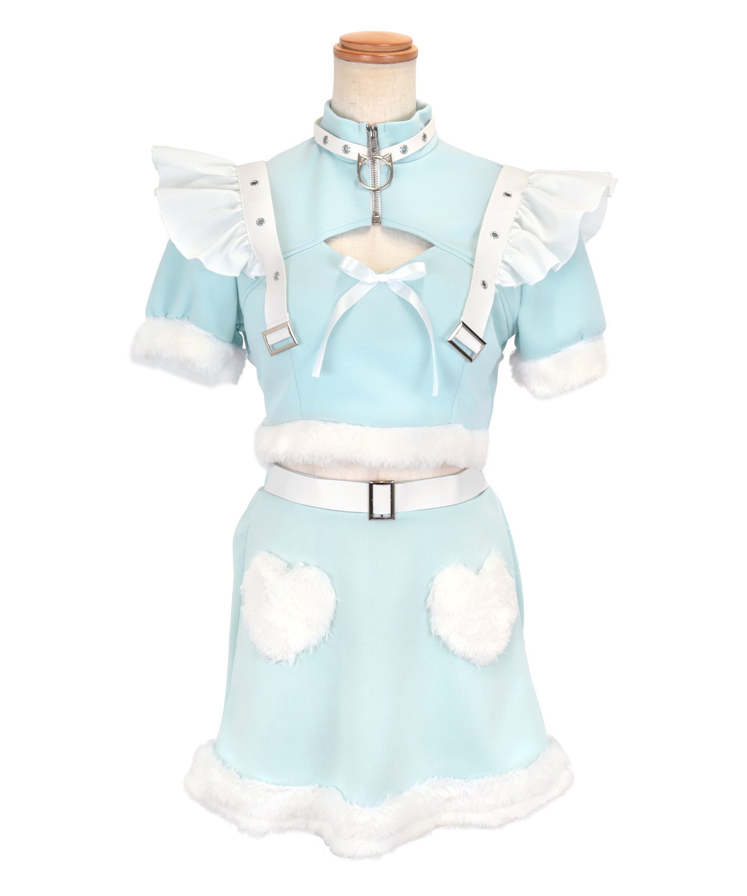 ティカ Tika サンタコス 4点set へそ出しもこもこファーストライプキティセパレート猫アニマルサンタコスプレ