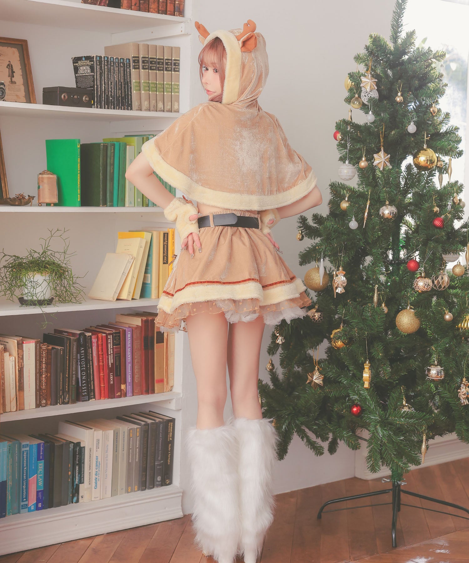ティカ Tika サンタコス 5点set ケープ付きへそ出しセパレートフレアスカートラブリートナカイアニマルサンタコスプレ