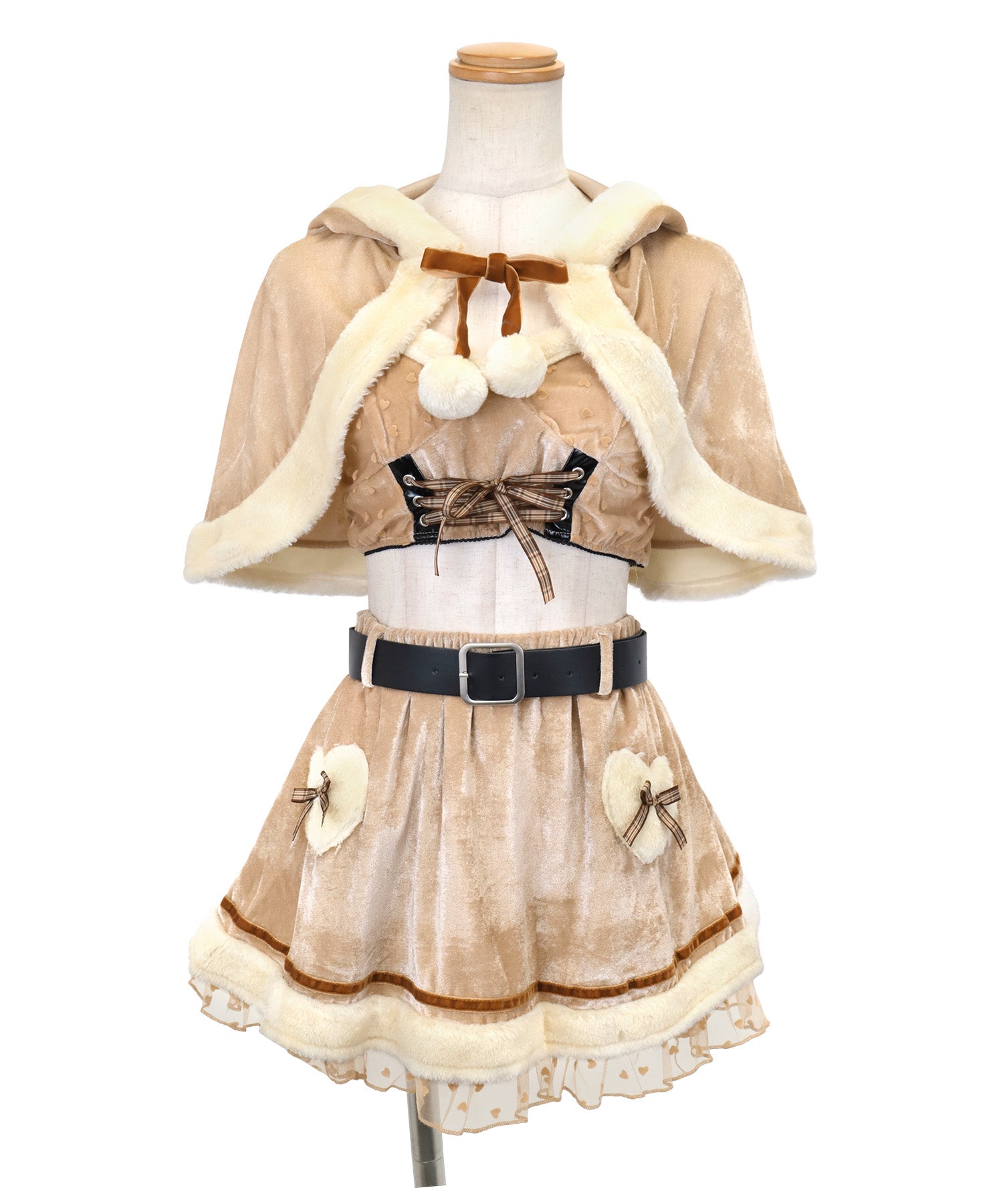 ティカ Tika サンタコス 5点set ケープ付きへそ出しセパレートフレアスカートラブリートナカイアニマルサンタコスプレ