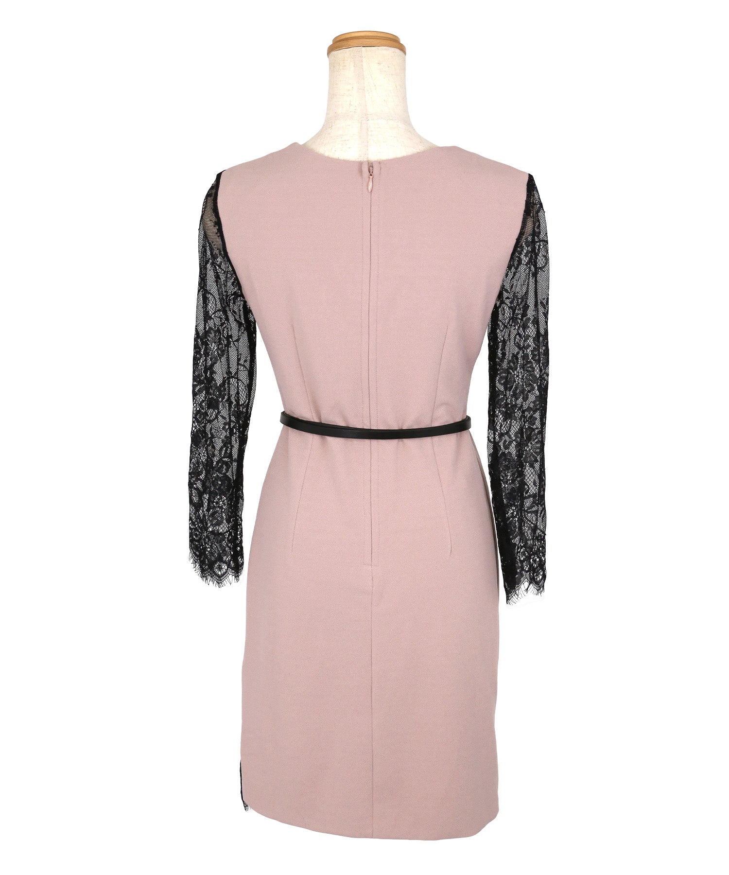 Tika Cabaret Dress with Waist Belt, Black Lace Contrast, Off-Shoulder Cross Design, Tight Mini Dress