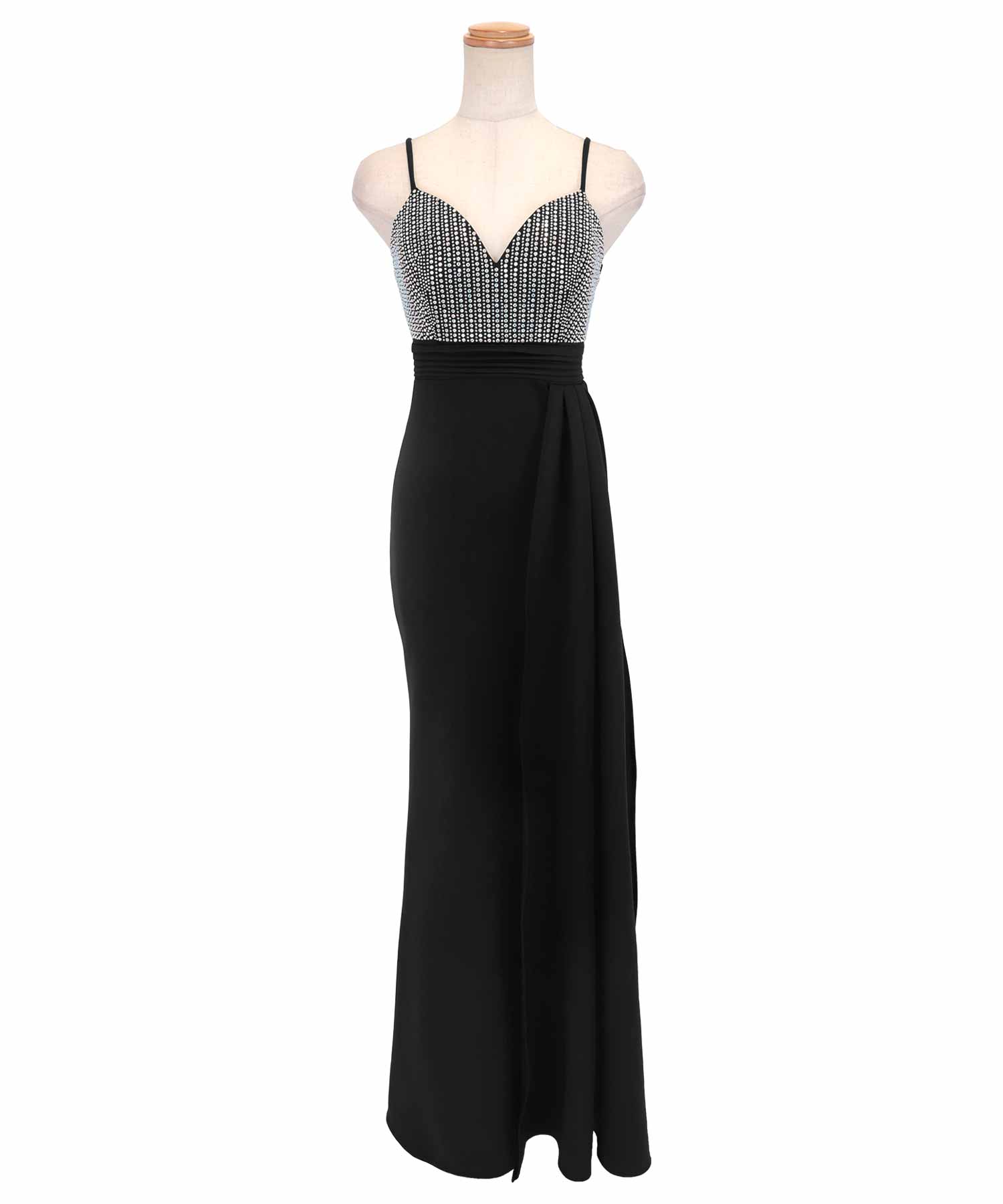 Tika Cabaret Dress Gorgeous Line Stone Camisole Slit Stretch Tight Lon