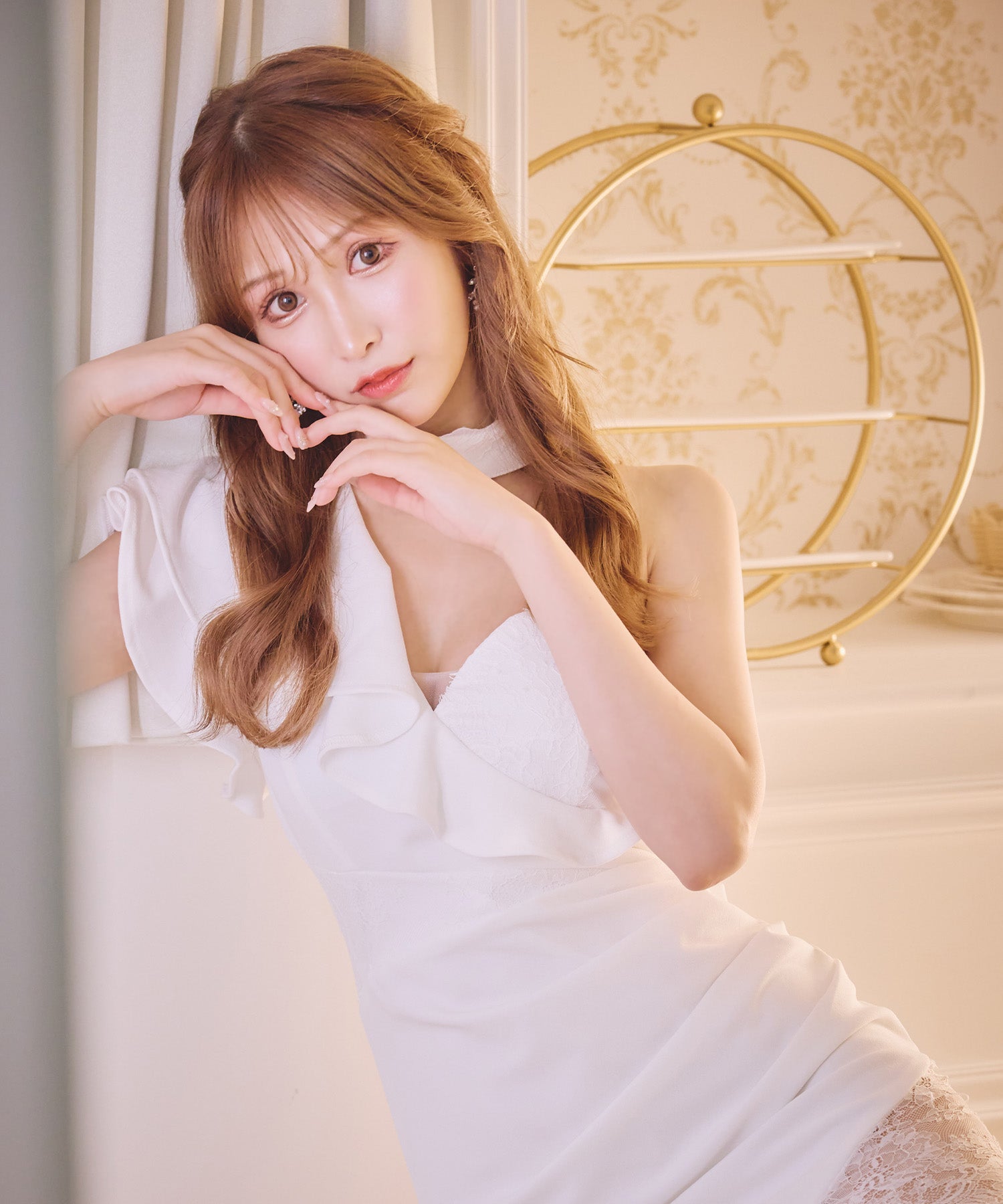 Tika One-Shoulder Lace Contrast Bust Flare Tight Mini Dress