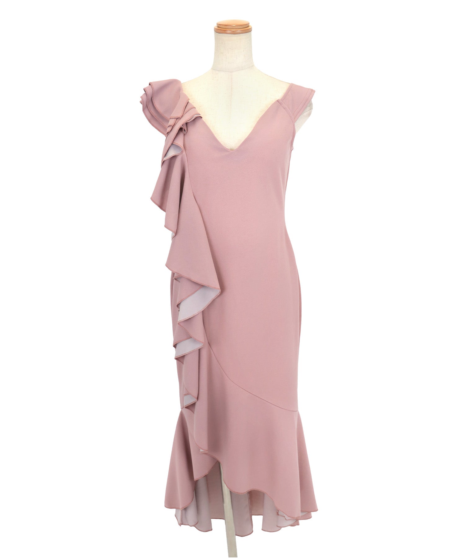 Tika Sleeveless V-Neck Frill Sleeve Mermaid Knee-Length Tail Dress