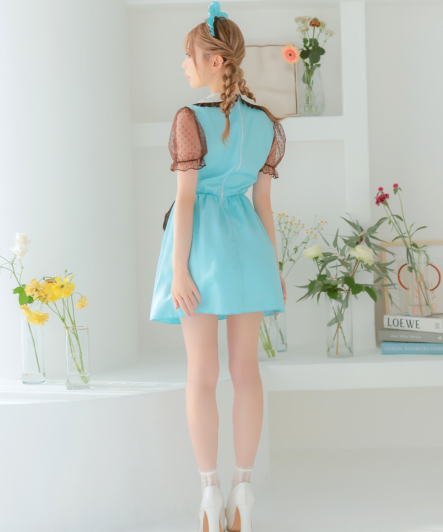 ティカ Tika コスプレ 体型カバーガーリーフレアスカートチョコミントメイド [3点セット]
