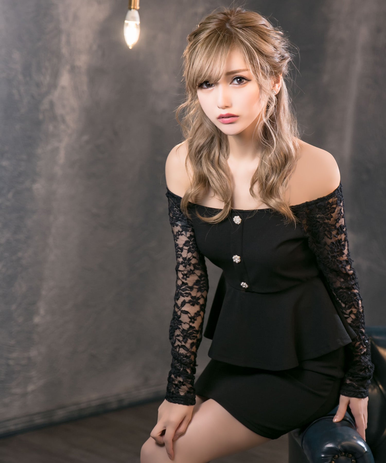 Tika Lace Long Sleeve Peplum Tight Mini Dress