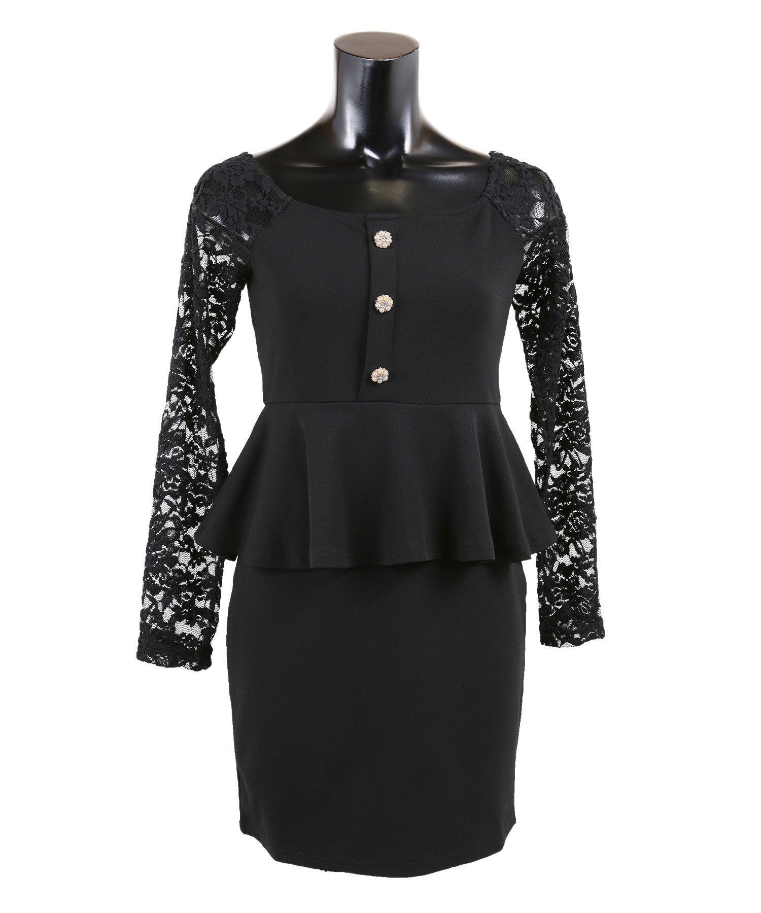 Tika Lace Long Sleeve Peplum Tight Mini Dress Tika Lace Long Sleeve Peplum Tight Mini Dress