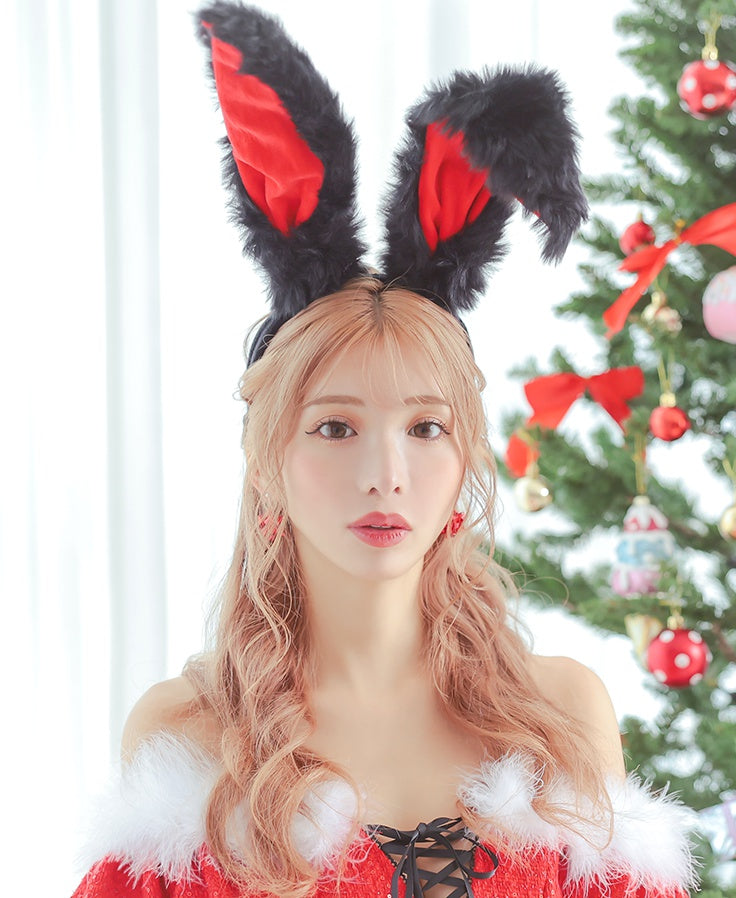 ティカ Tika ハロウィン  小物 ふわモテうさ耳カチューシャ【返品不可商品】,ブラック×レッド